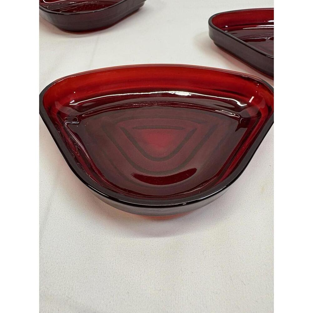 Vintage Anchor Hocking Manhattan Ruby Red Relish Tray Insert Triangular - Picture 3 of 14